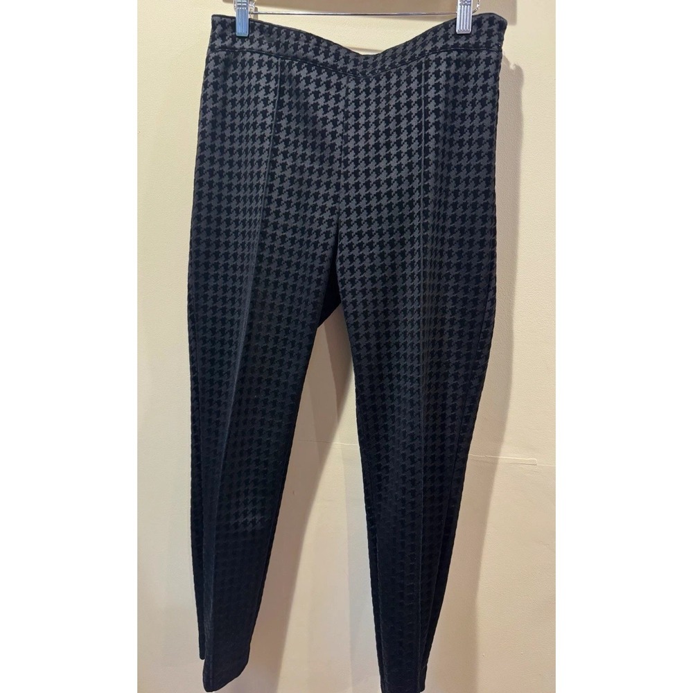 Abbeyglass Women Black/Gray Houndstooth Slim Tapered High Rise Dress Pants